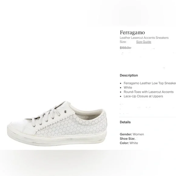 Salvatore Ferragamo Black Leather Laser-cut Sneakers Women’s Sz 7 - Picture 12 of 12